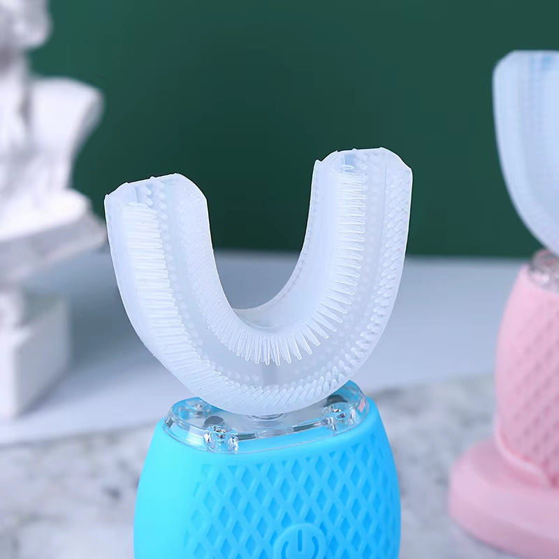 Automatic 360° Sonic Silicone U-Shape Toothbrush for Complete Mouth Cleaning and Whitening